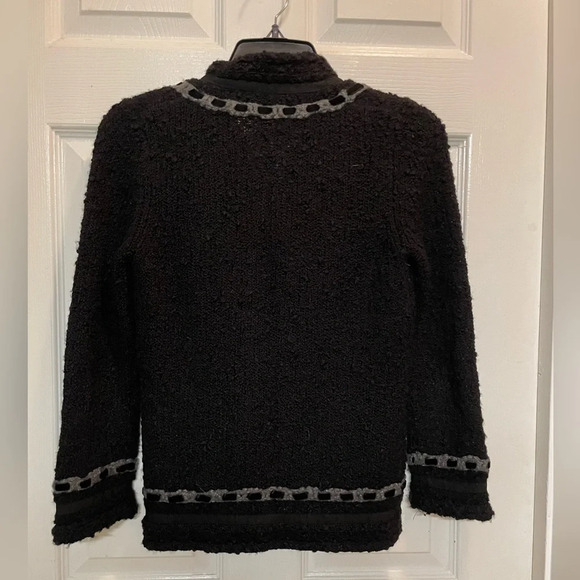 BCBG Max Azria Black Wool Boucle Knit Cardigan Classic Old Money Preppy XS - Picture 3 of 10
